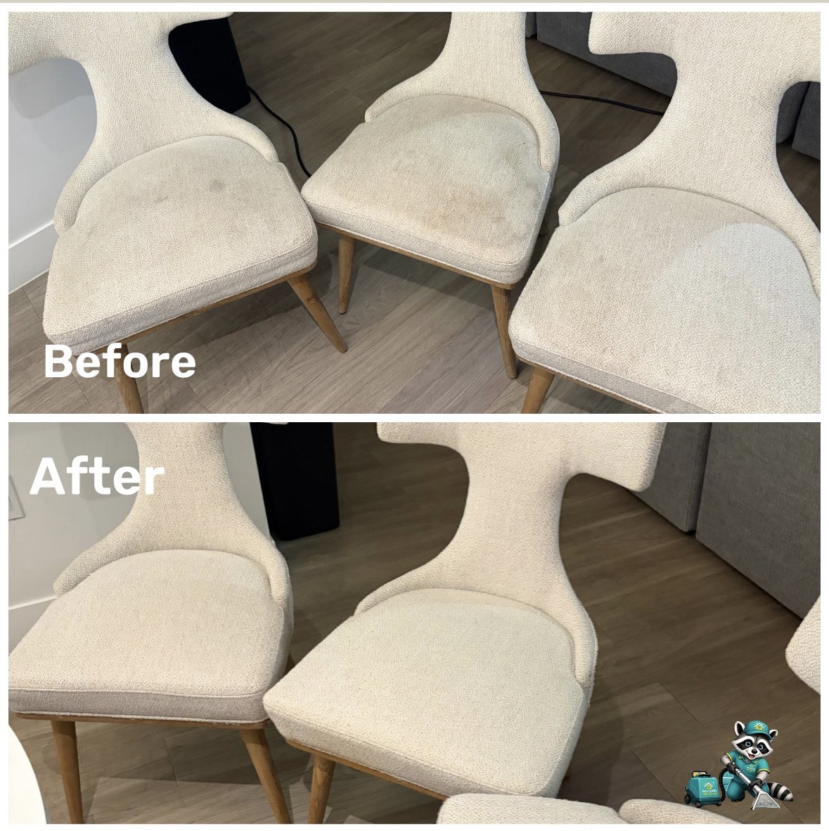 Dining chair cleaning before and after
