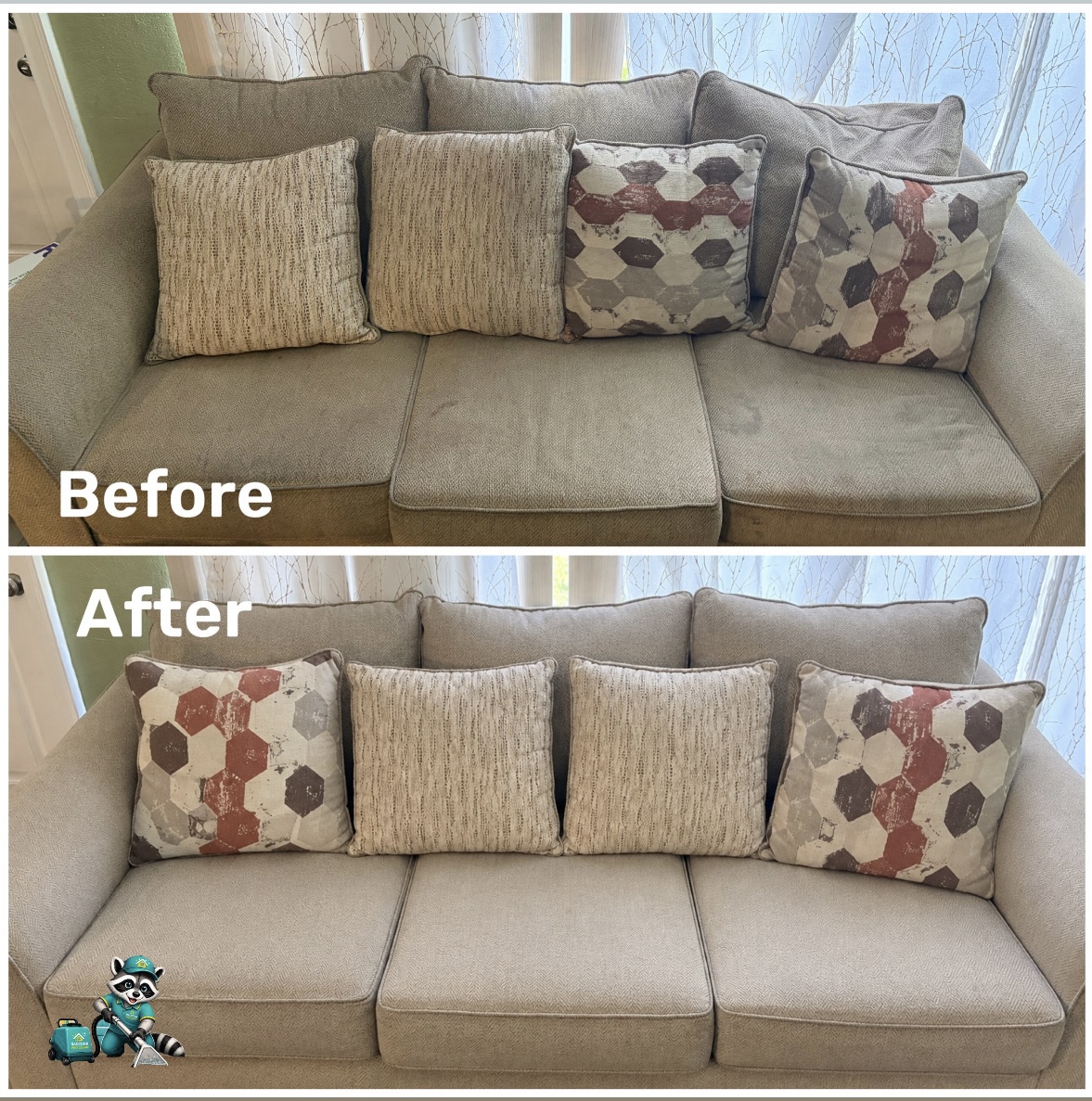 Sofa cleaning before and after