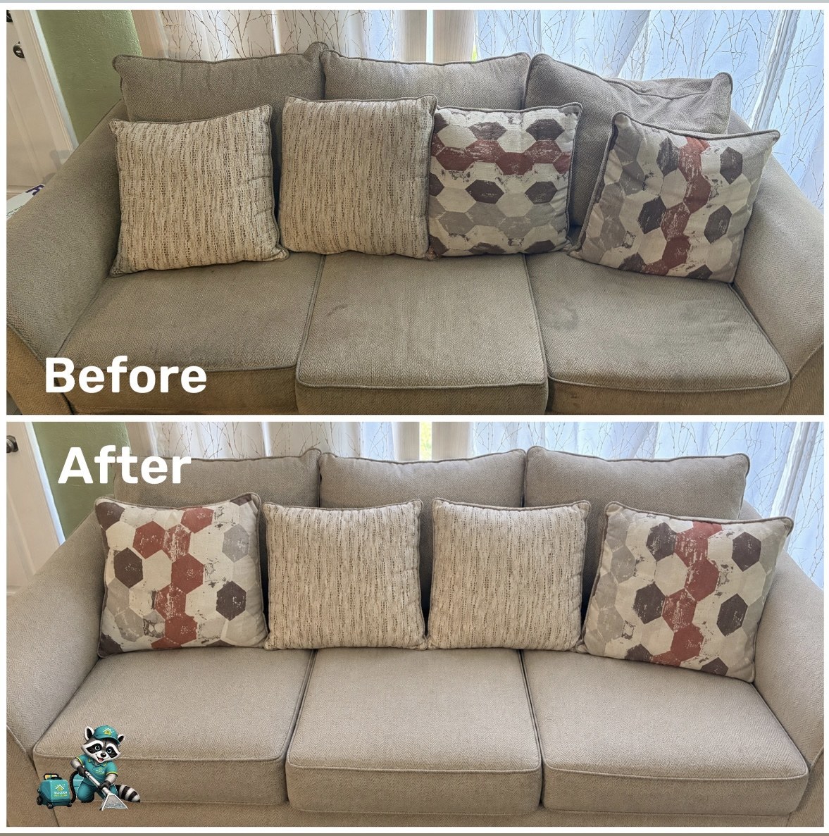 Sofa cleaning before and after