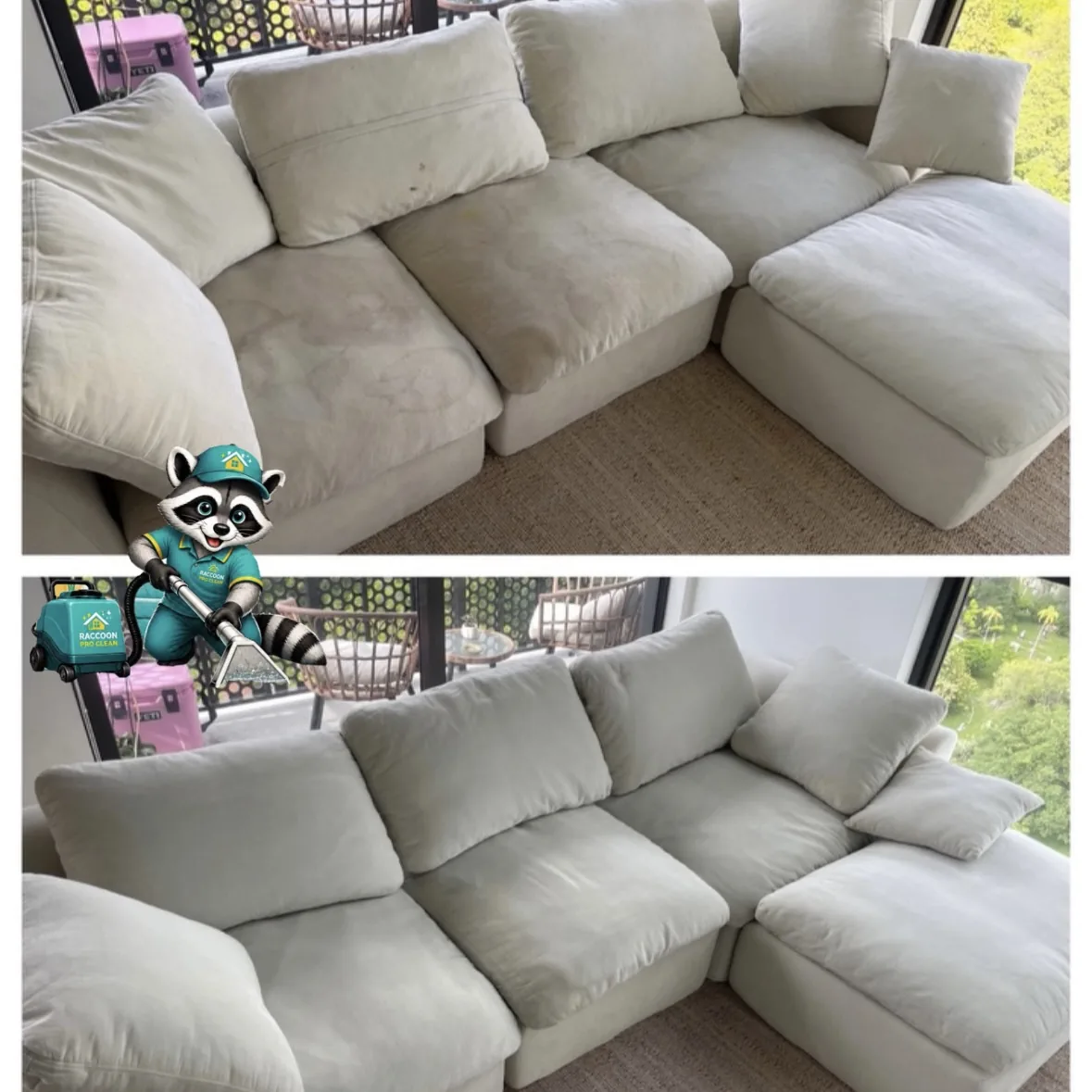 Light sectional cleaning before and after