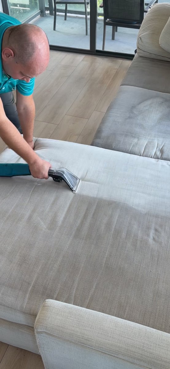 Cleaning a light sectional sofa