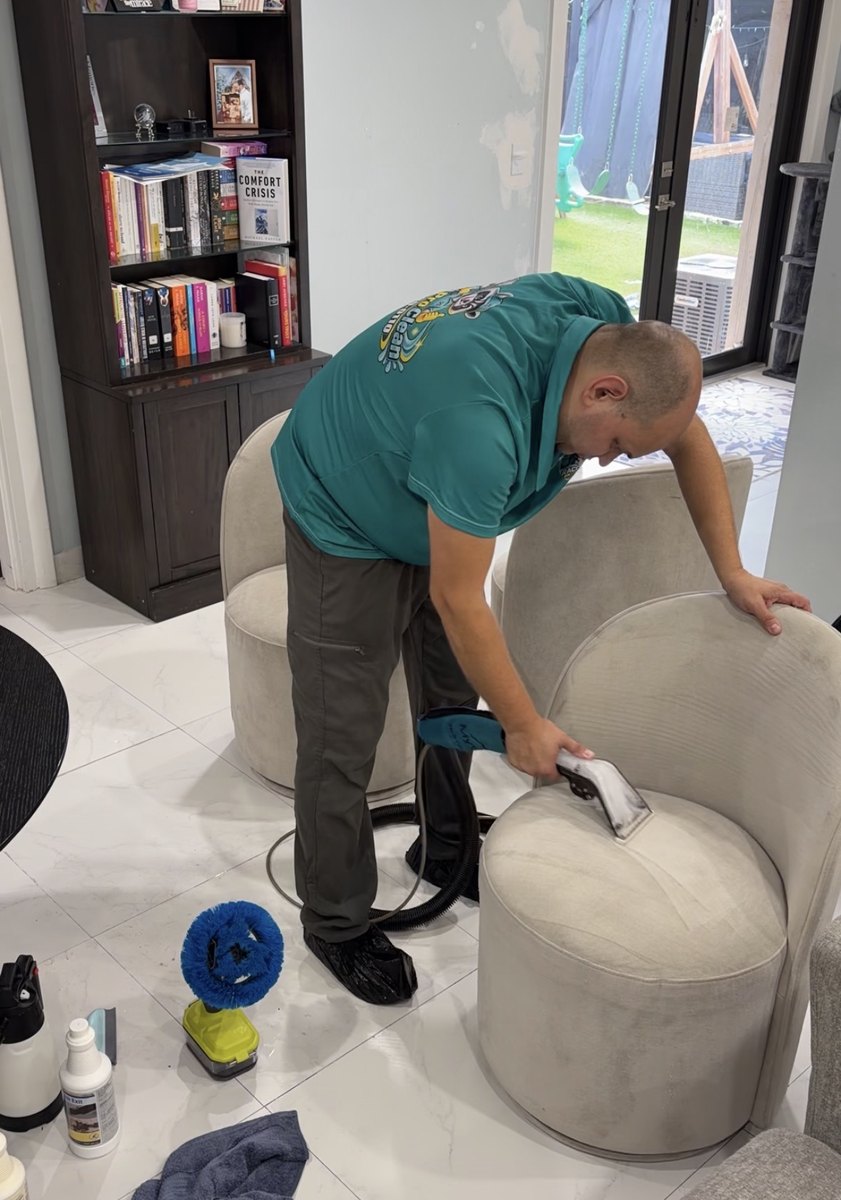 Cleaning an upholstered chair